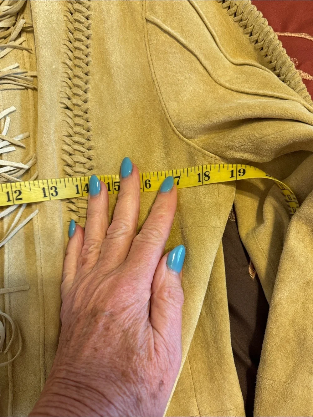 VINTAGE MODA  International Camel colored Suede Fringe  Coat